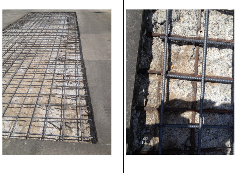 Hình 1: Hiện trạng hư hỏng và chuẩn bị đổ lớp bê tông truyền thống để sửa chữa